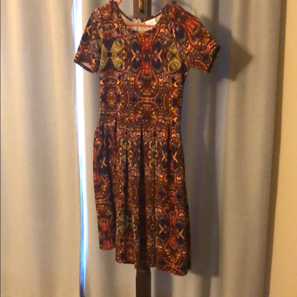 Amelia dress orange, purple, yellow colors